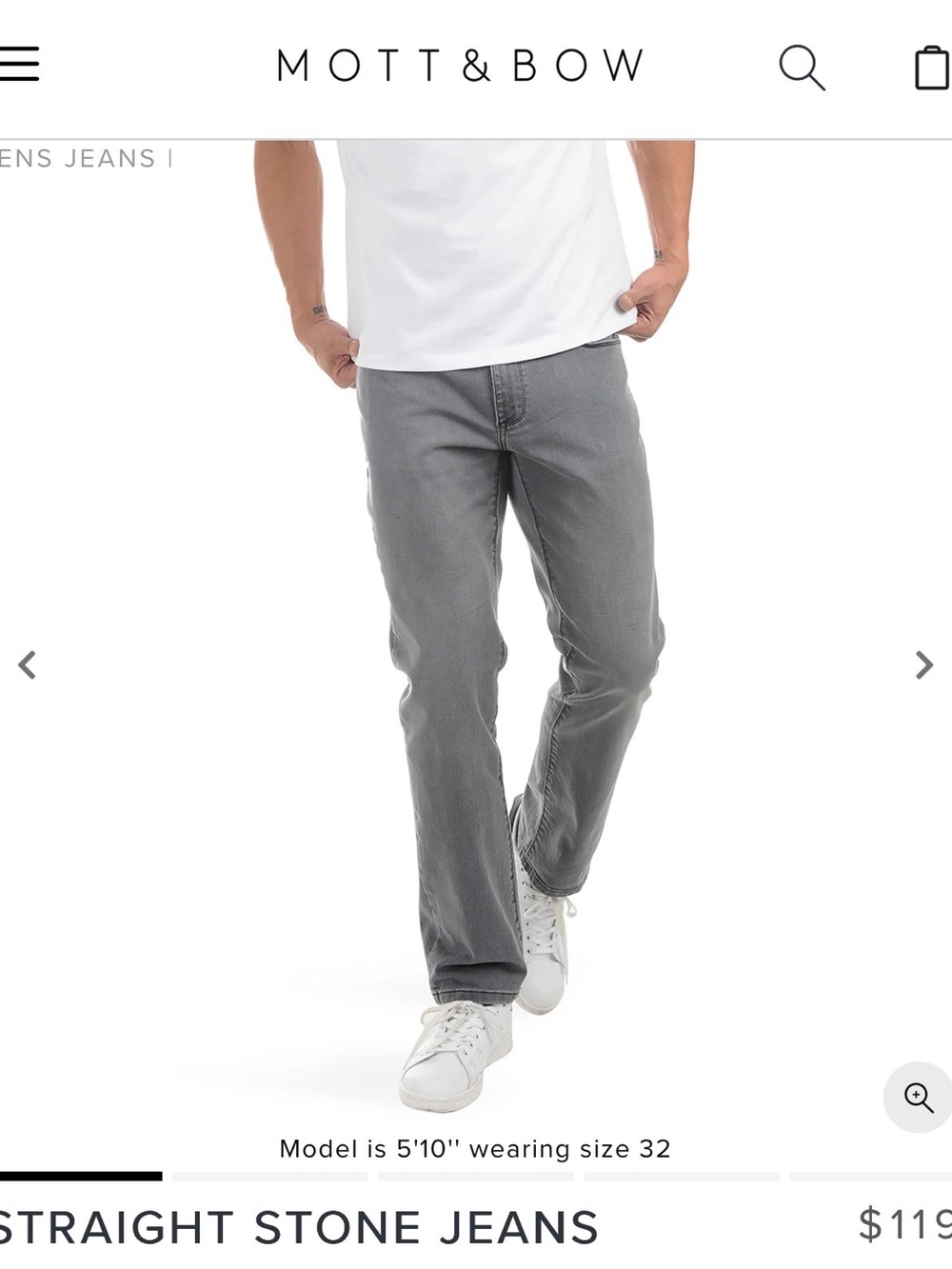 Mott & Bow Men’s Straight Stone Jeans - Light Gray